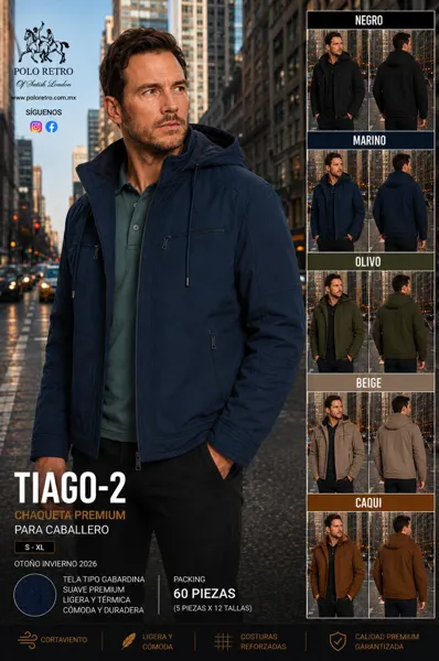 Chaqueta de gabardina con capucha y bolsas con cierre para hombre