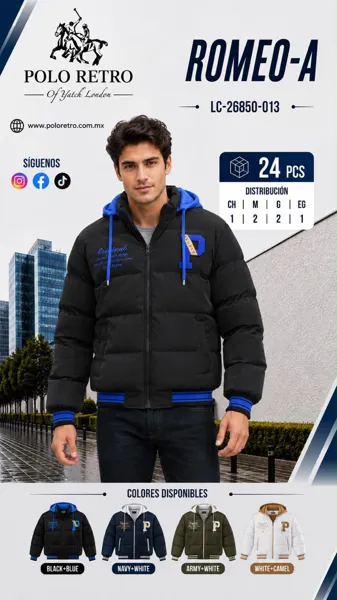 Chamarra acolchada con capucha y parche de letra para hombre