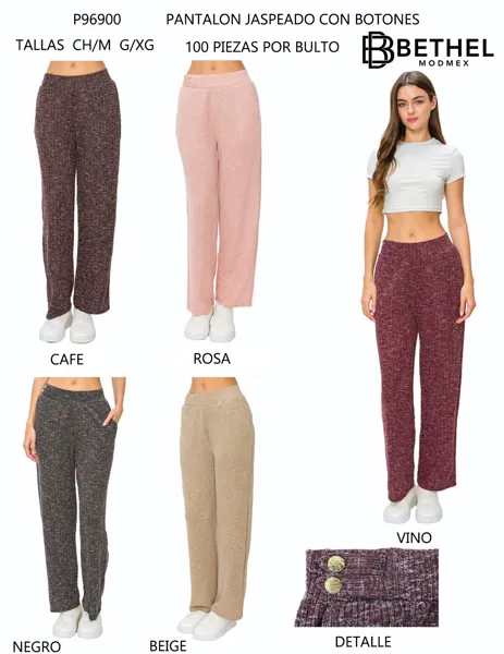 Pantalón jaspeado con botones