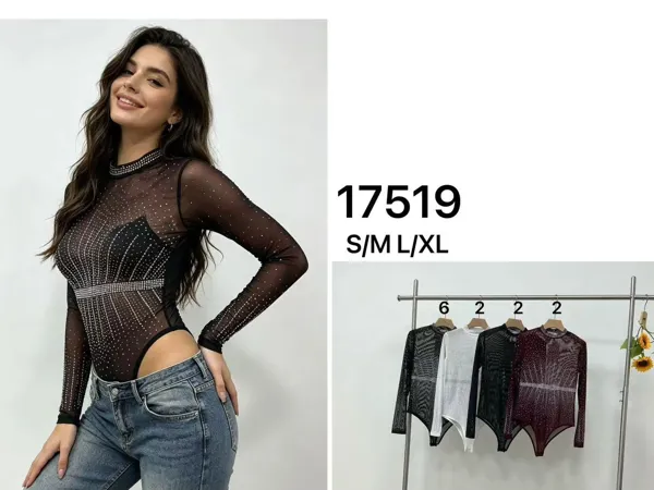 Body de malla con pedrería