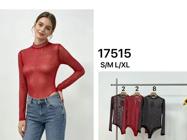 Body de malla con pedrería
