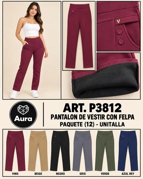 Pantalón de vestir con felpa