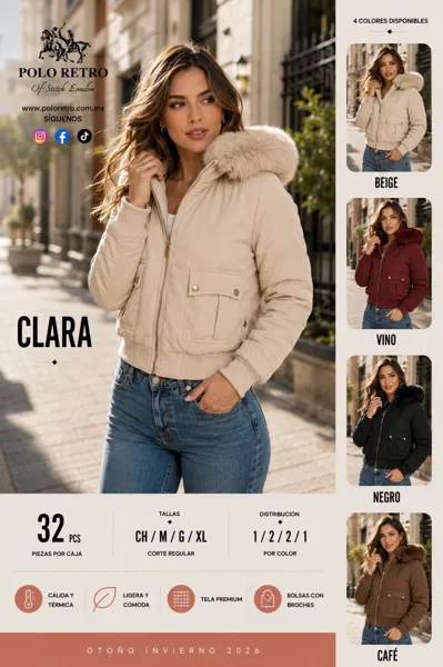 Chamarra bomber acolchada con capucha de peluche para dama