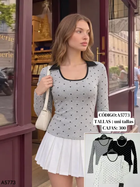 Blusa de manga larga con cuello