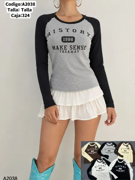 Camiseta de manga larga tipo raglán