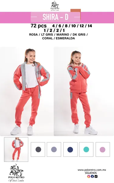 Conjunto deportivo chamarra con capucha y pants afelpado para niña