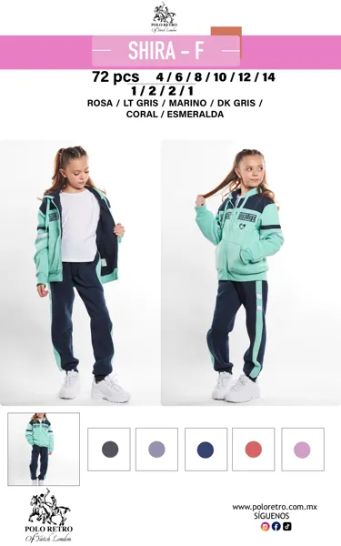 Conjunto deportivo sudadera con cierre y pants afelpado para niña