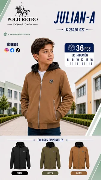 Chamarra con capucha y cierre para niño