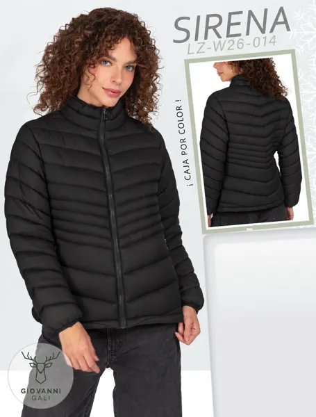 Chamarra acolchada con cuello alto para mujer