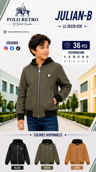 Chamarra con capucha y cierre para niño