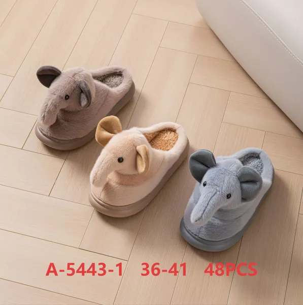 Pantuflas de felpa con diseño de elefante para mujer