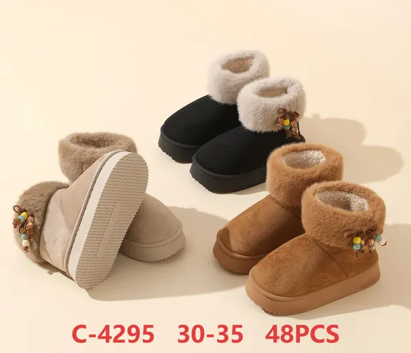 Pantuflas tipo botita de felpa con forro peludo para niños