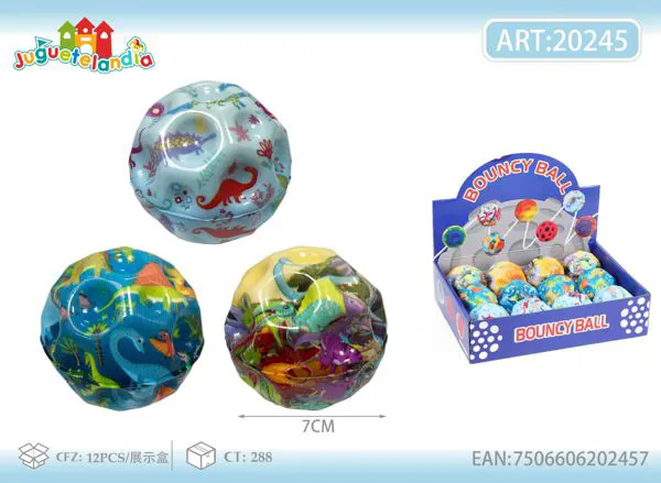Pelota saltarina de 7 cm con estampado de dinosaurios