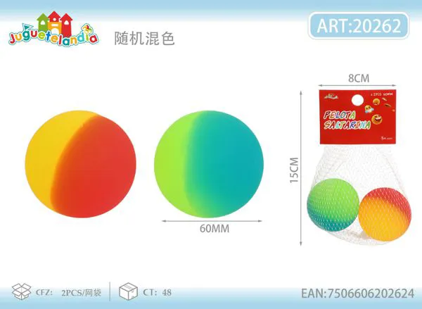 Pelotas saltarinas de 60 mm en dos tonos degradados, set de 2 piezas