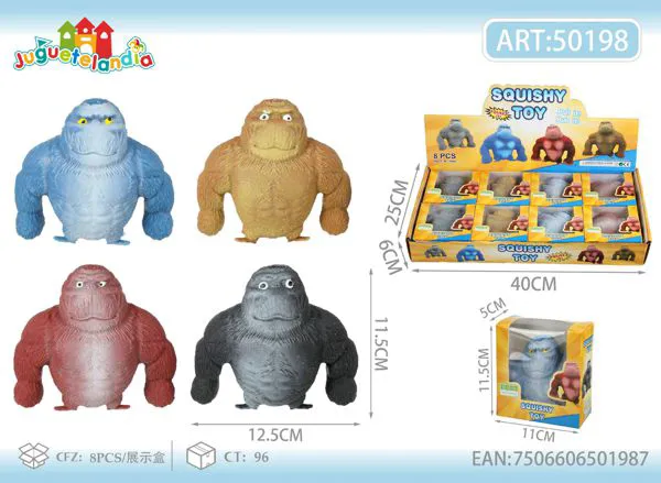 Juguete antiestrés squishy de gorila elástico de 11.5 cm