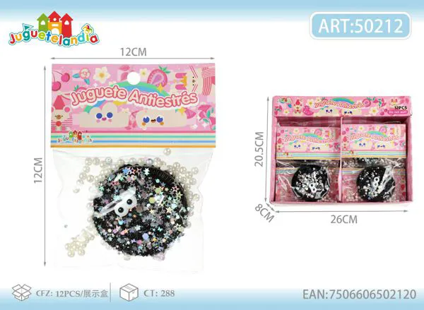 Juguete antiestrés squishy de galleta negra con brillantina y perlas