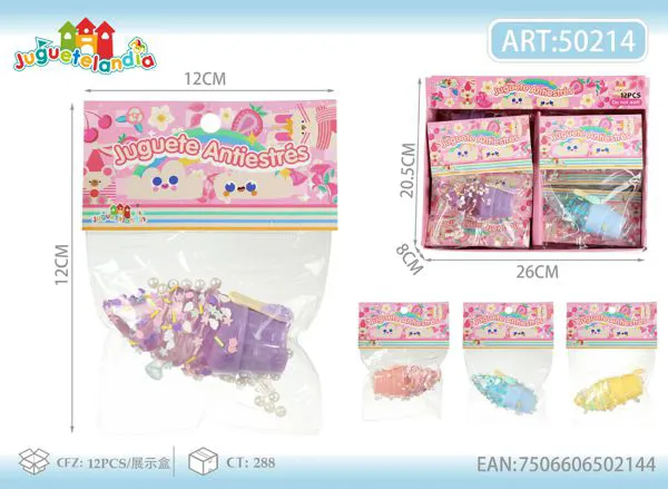 Juguete antiestrés squishy de cono de helado transparente con perlas