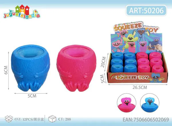 Juguete antiestrés squishy de vaso Huggy Wuggy que se aprieta 6 cm