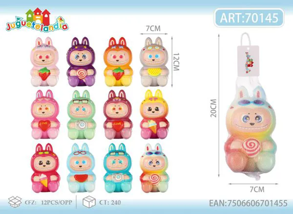 Juguete antiestrés squishy de Labubu con dulces surtidos de 12 cm