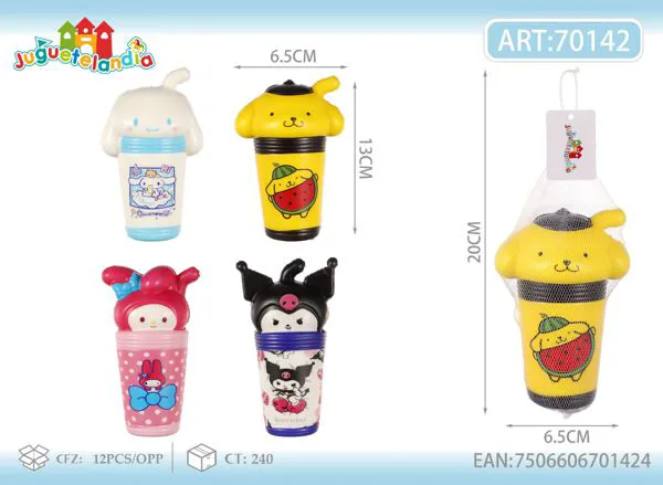 Juguete antiestrés squishy de vaso con popote Sanrio de 14 cm