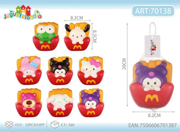 Juguete antiestrés squishy de personajes Sanrio en caja de papas fritas 10 cm