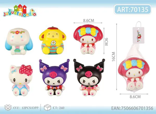 Juguete antiestrés squishy de personajes Sanrio con ropa de 11 cm