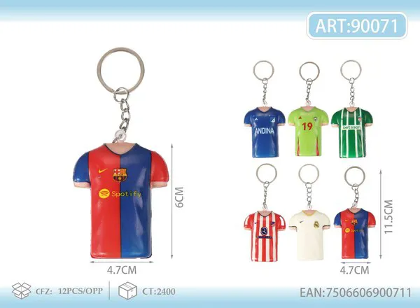 Llavero antiestrés squishy de camiseta de futbol de 6 cm surtido