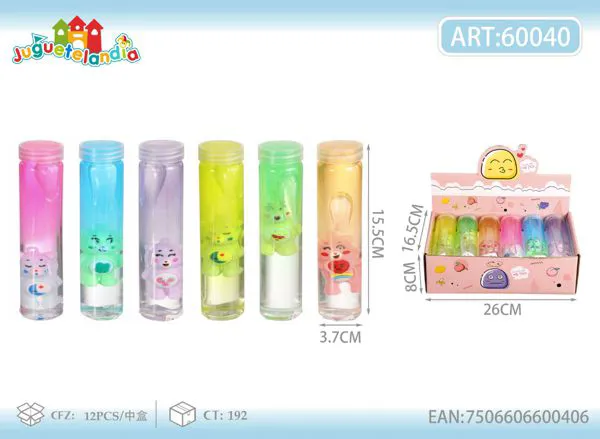 Slime transparente con brillantina en botella de 16 cm con osito 3D
