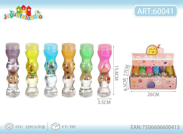 Slime cristalino con brillantina en frasco de 16 cm con figura de capibara