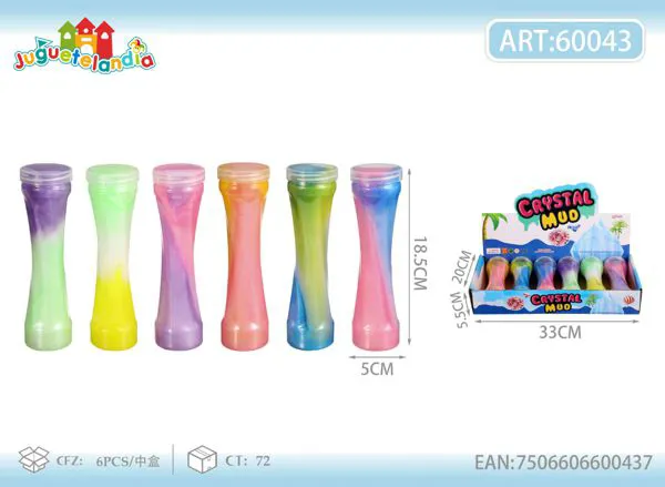 Slime perlado de tres colores en frasco curvo de 19 cm