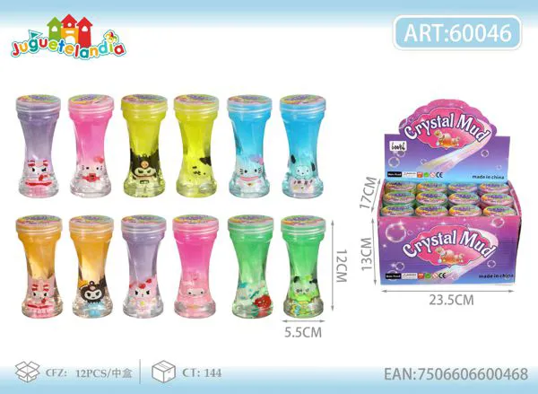 Slime cristalino de personajes Sanrio en frasco curvo de 12 cm