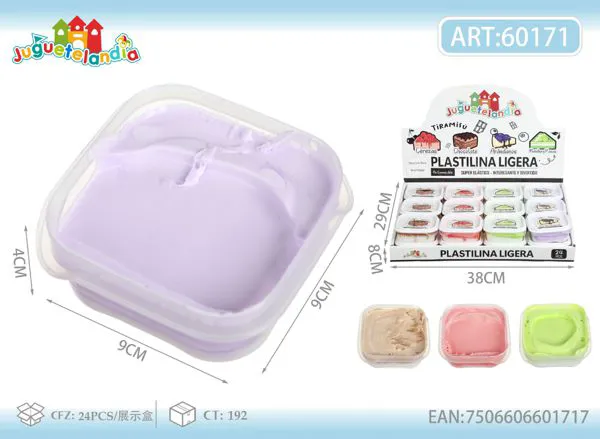 Plastilina ligera tipo slime de tiramisu de 130 g en estuche cuadrado