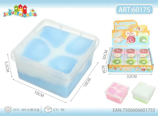 Plastilina ligera tipo slime de rollo suizo de 330 g en caja cuadrada