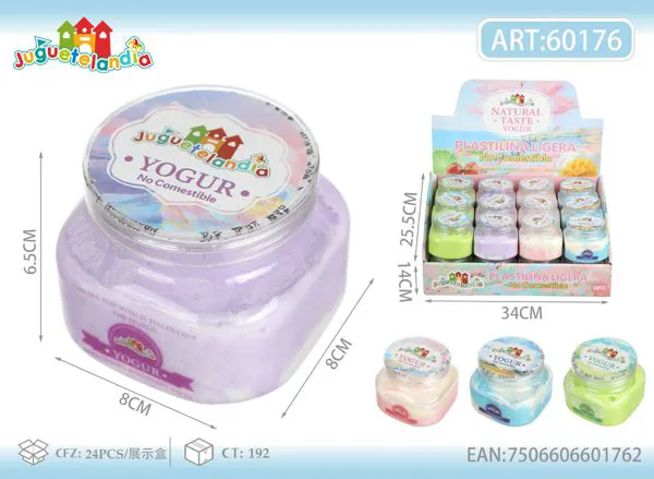 Plastilina ligera tipo slime mantequilla de yogur de 150 g en frasco