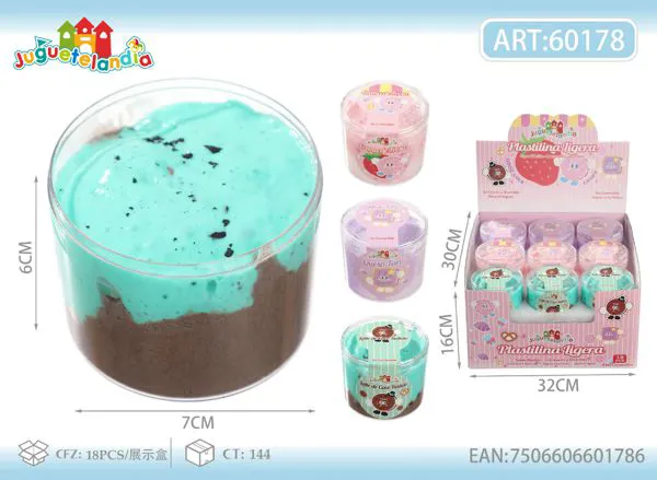 Plastilina ligera tipo slime mantequilla bicolor de 120 g en frasco