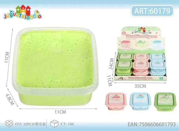 Plastilina ligera tipo slime mantequilla de leche de 180 g en caja cuadrada