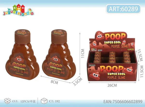 Slime en botella con forma de popo color cafe 10.5x7.5x3 cm