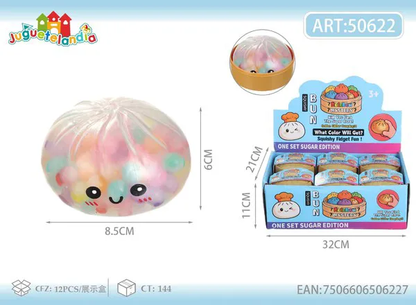 Bao antiestrés squishy de 8.5 cm con bolitas de colores arcoíris