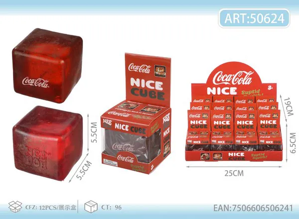 Cubo de hielo antiestrés de gel de 5.5 cm estilo Coca-Cola color rojo