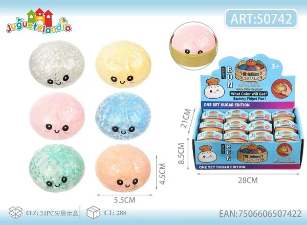 Bao antiestrés squishy de 5.5 cm con estrellas brillantes y bolitas