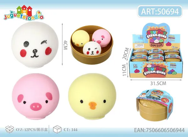 Juguete antiestrés squishy de animalitos en vaporera de 4 cm, TPR