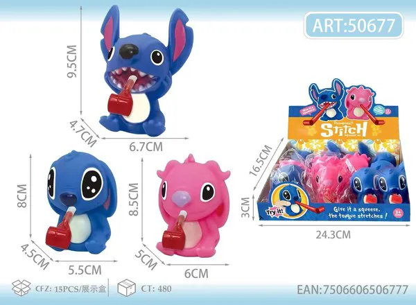 Juguete antiestrés de Stitch que saca la lengua al apretarlo