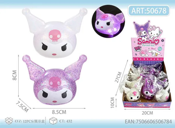 Juguete antiestrés squishy de Kuromi con luz de noche y brillantina