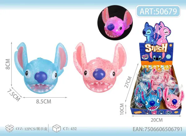 Juguete antiestrés squishy de Stitch con luz de noche y brillantina