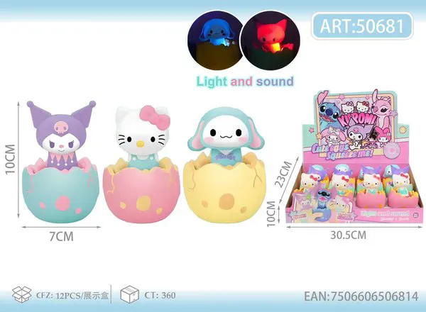Juguete antiestrés squishy en huevo con luz y sonido de 10 cm