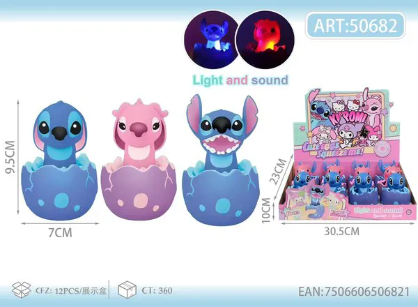 Juguete antiestrés squishy de Stitch en huevo con luz y sonido