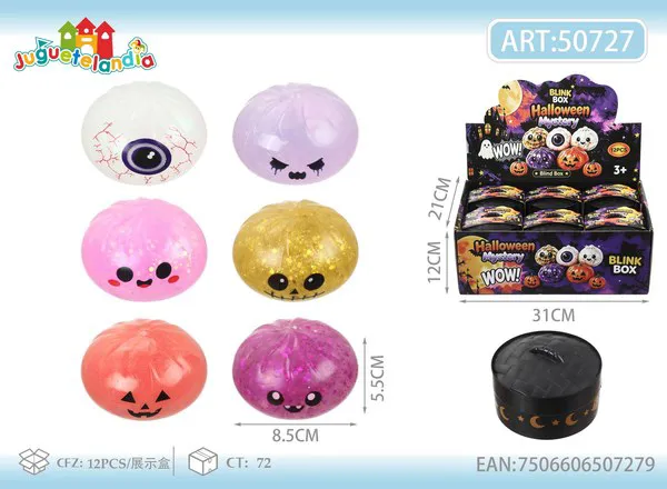 Bao antiestrés de Halloween de gel con brillantina 8.5 cm en vaporera