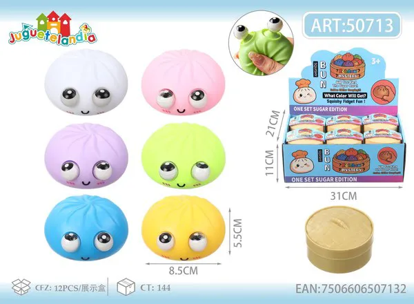 Bao antiestrés con ojos saltones de 8.5 cm en vaporera