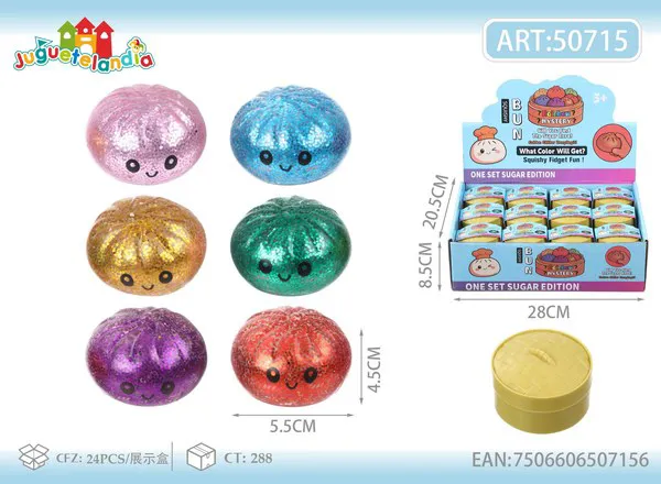 Bao antiestrés de 5.5 cm con bolitas y brillantina gruesa