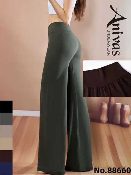 Pantalón deportivo de pierna ancha y tiro alto tipo yoga para mujer